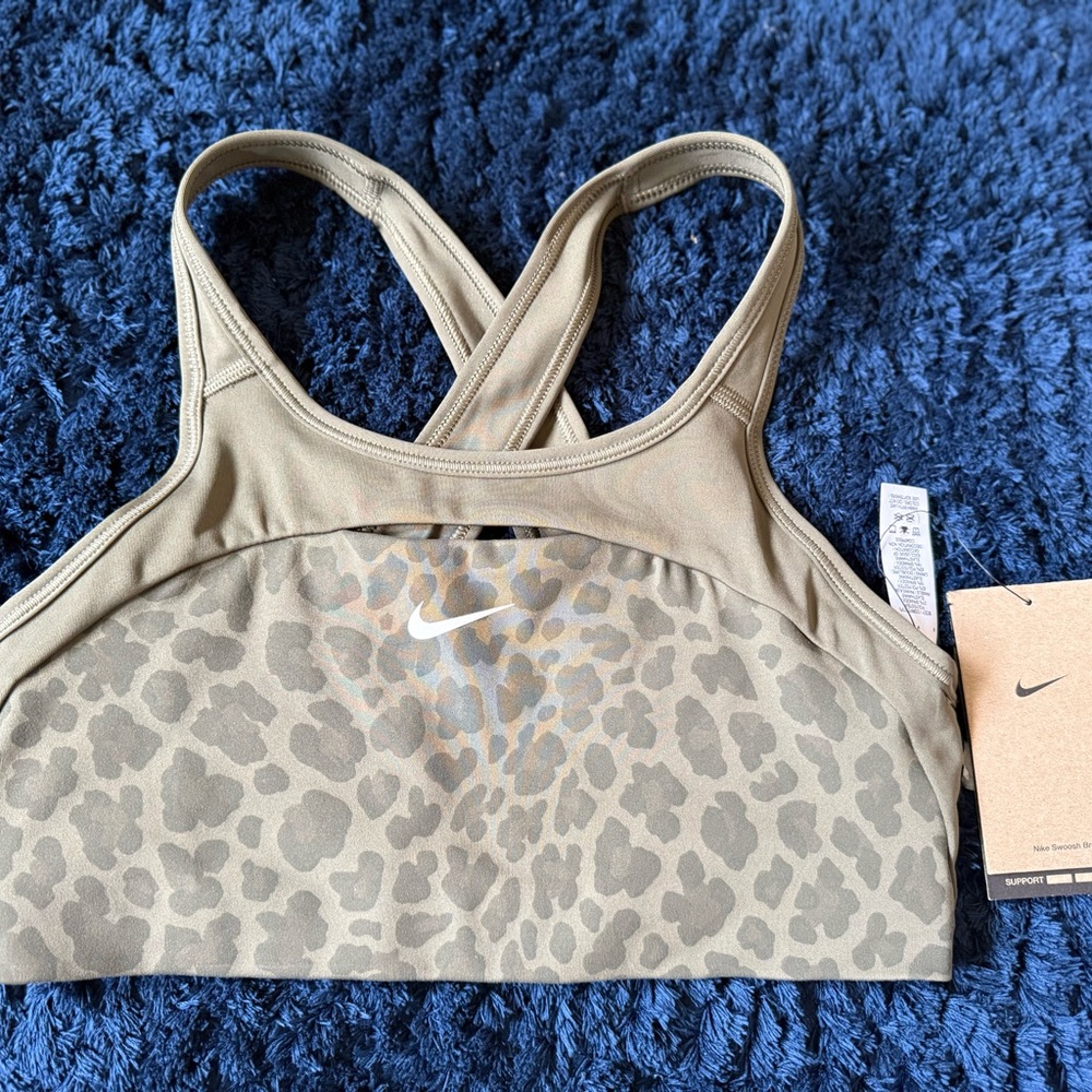 Nike Women's Beige Leopard Sports Bra